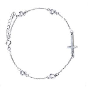 🆕3xPP Sideway Cross Bracelet 7.5"+1.5" 19 AAA CZ